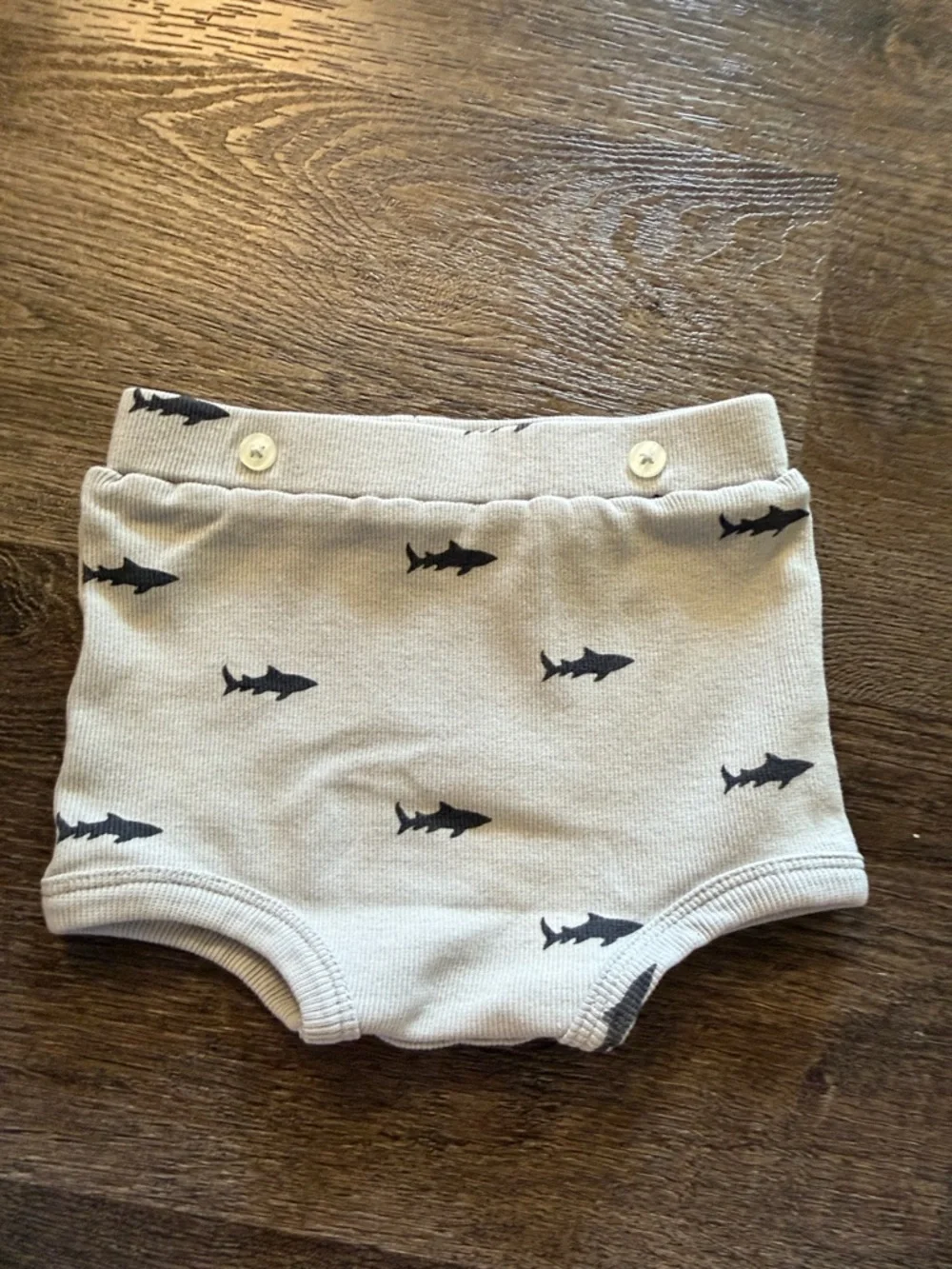 kate quinn Light Gray Cotton Diaper Cover with Navy Shark Print